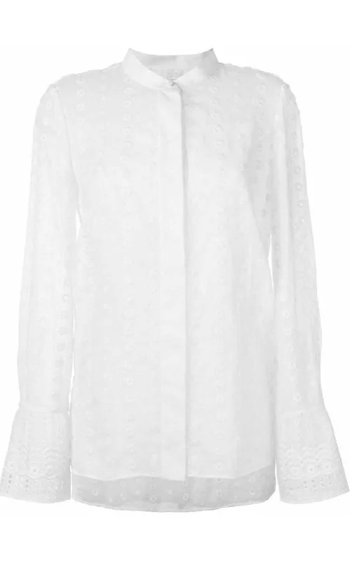 White Cotton Embroidered Shirt