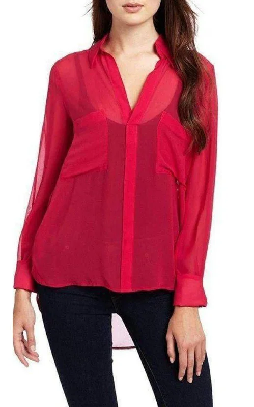 Stitched-Collar Silk Blouse