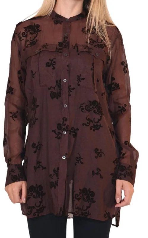 Burgundy Floral Silk Blend Shirt