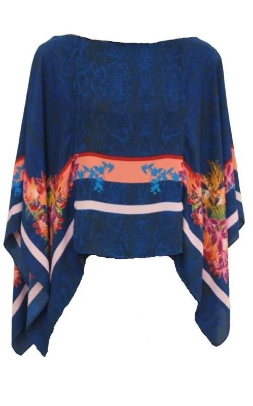 Kei Scarf Print Poncho Top