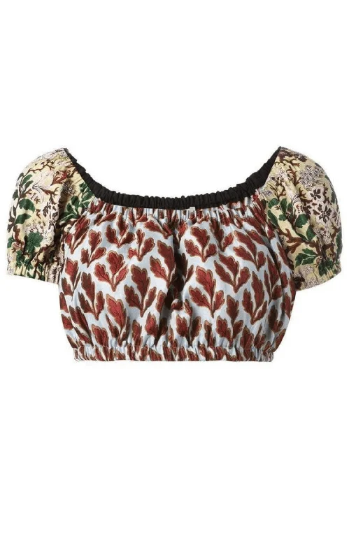 Leaves Print Cropped Top