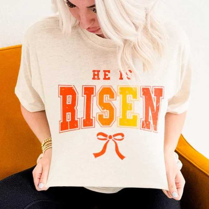 He Is Risen Orange/Yellow Graphic Tee