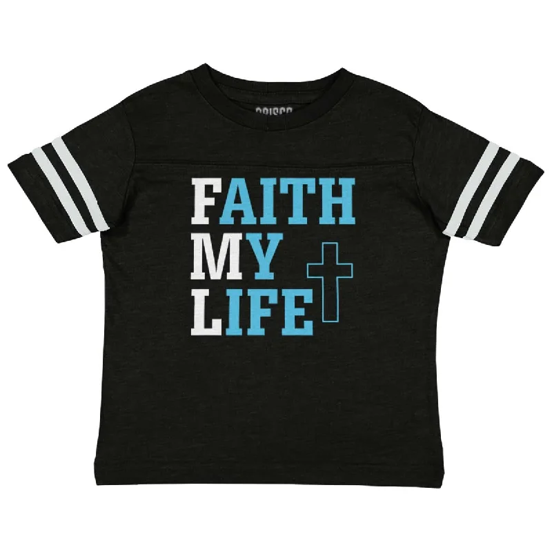 Faith My Life Toddler Football Jersey T-shirt