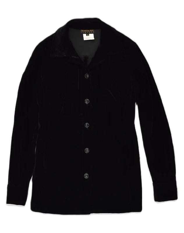 PATRIZIA PEPE Womens Overcoat EU 40 Medium Black Polyester