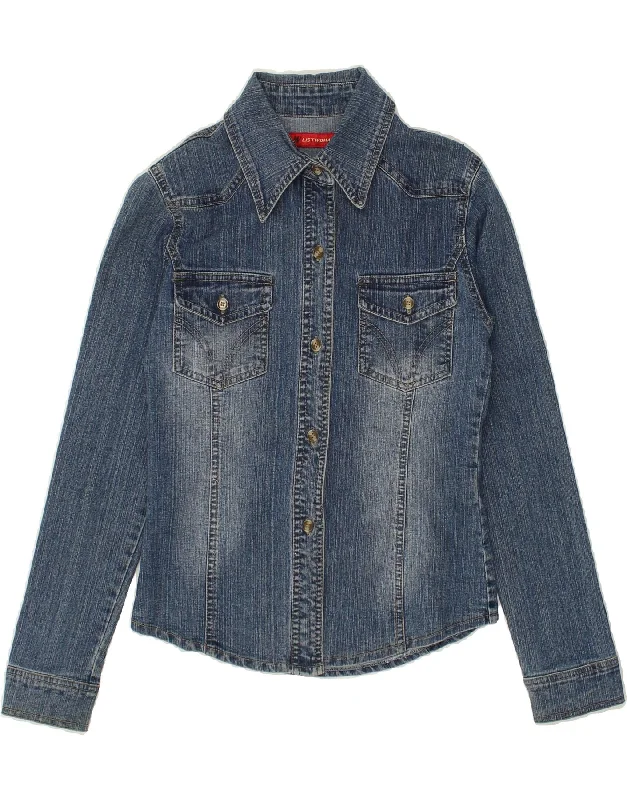 VINTAGE Womens Denim Jacket UK 10 Small Blue Cotton