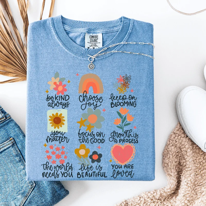 Inspirational Flowers and Rainbow Graphic Tee