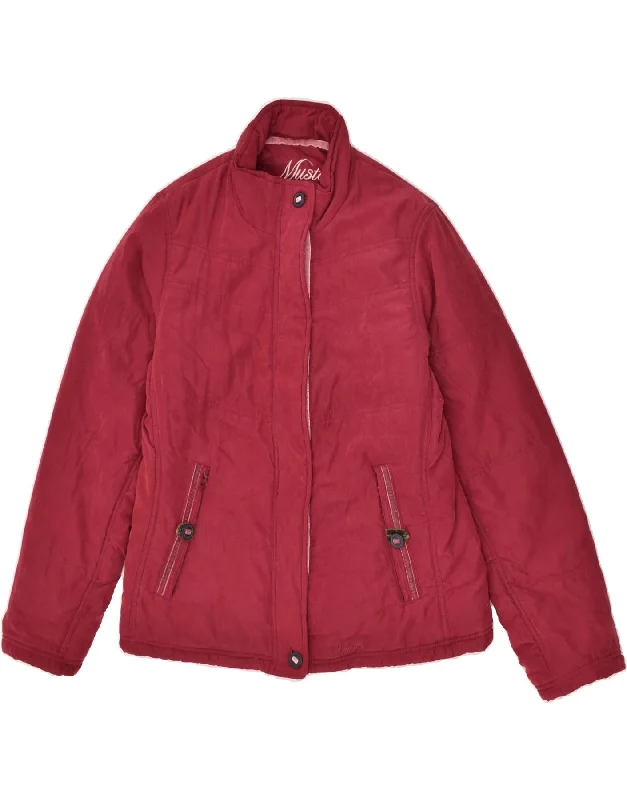 MUSTO Womens Padded Jacket UK 12 Medium  Burgundy Polyester