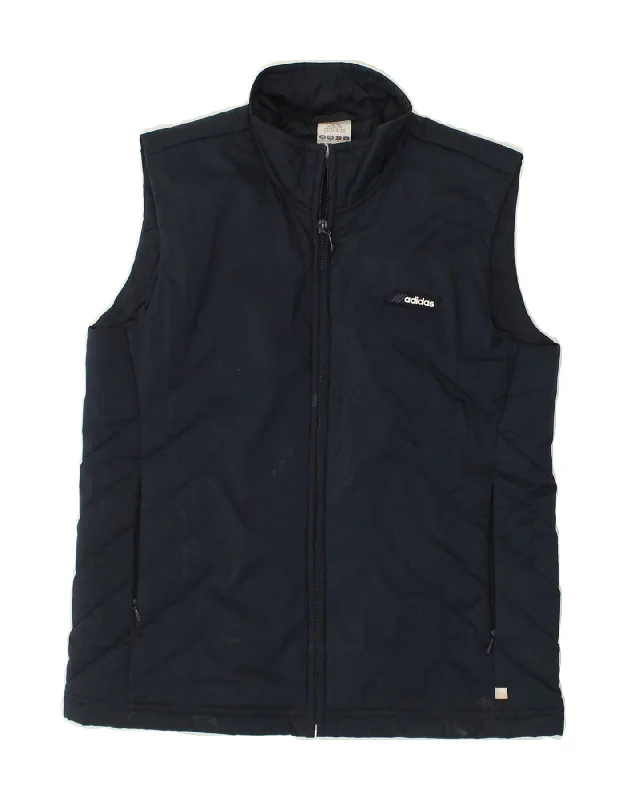 ADIDAS Womens Padded Gilet UK 10 Small Navy Blue Polyester