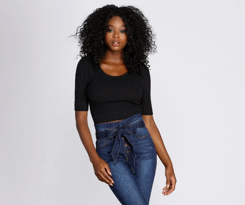 Strut Your Puff Pointelle Crop Top