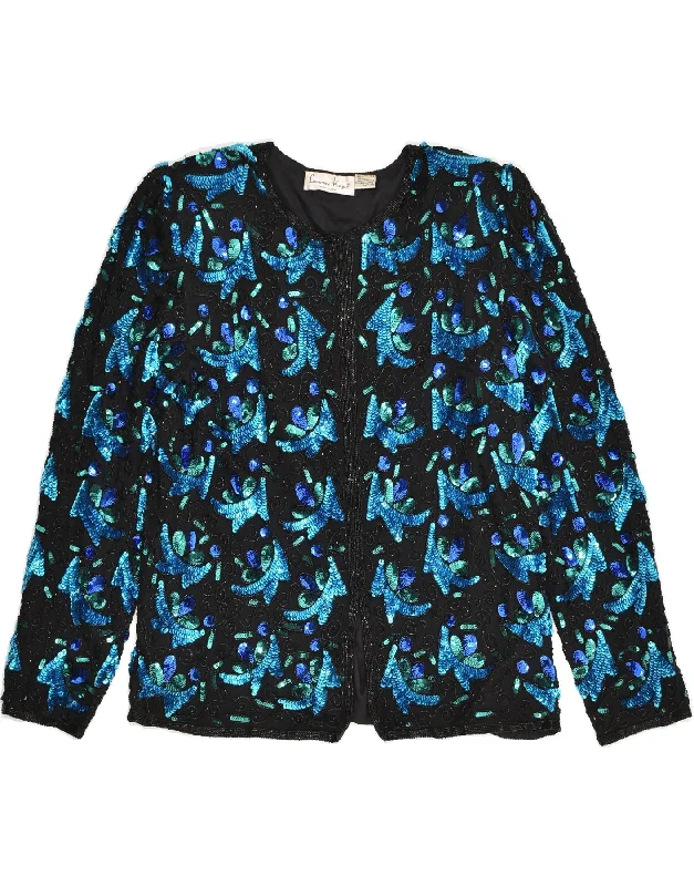 LAURENCE KOZAR Womens Blazer Jacket UK 12 Medium Blue Floral Silk