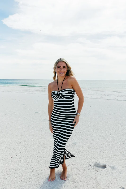 Take Chances Striped Dress - Black/White