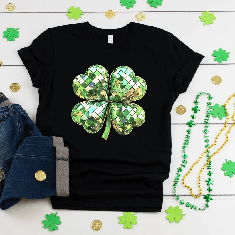 St Patricks Disco Shamrock Cards Cowgirl Graphic Tee