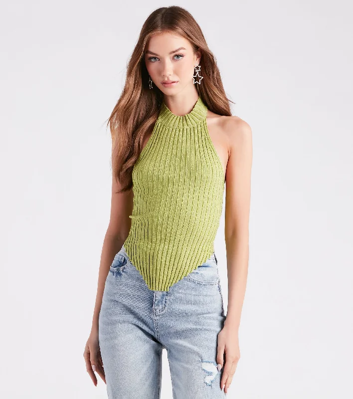 Summer Glow Asymmetric Halter Top