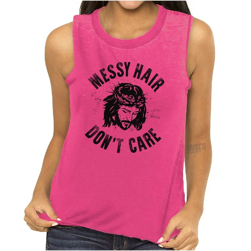 Messy Hair Jesus Junior Muscle T-shirt