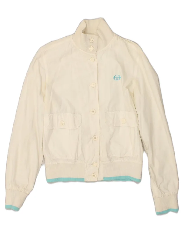 SERGIO TACCHINI Womens Bomber Jacket IT 44 Medium White Polyester