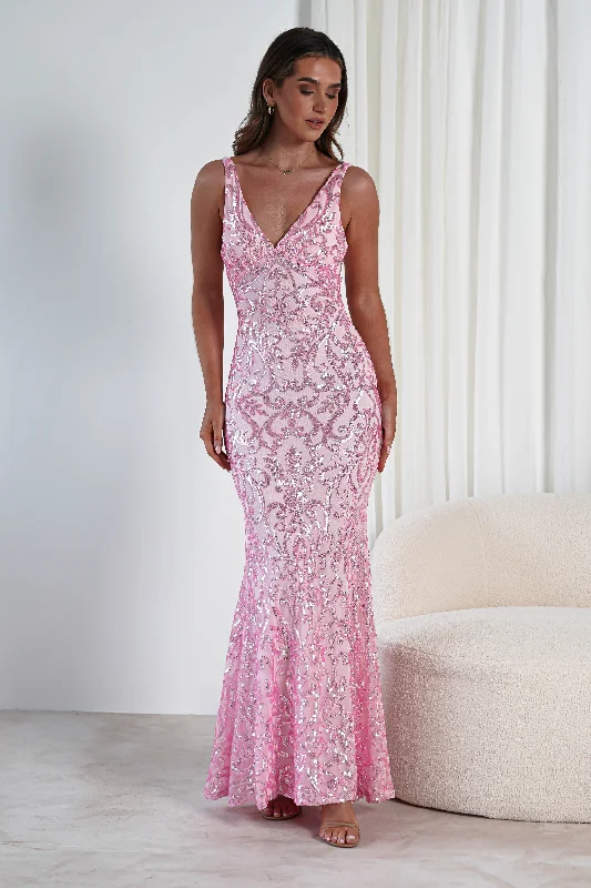 Perdita Sequin Bodycon Gown | Pink