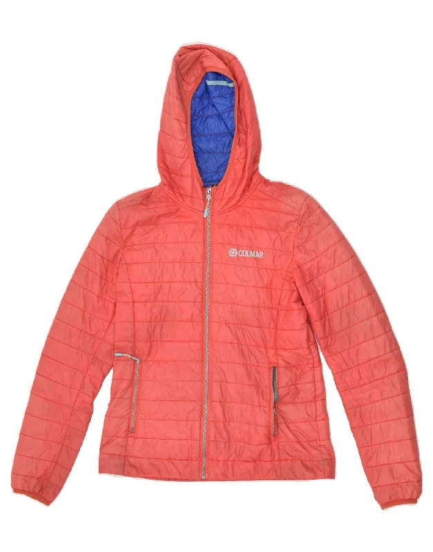 COLMAR Womens Hooded Padded Jacket IT 42 Medium Red