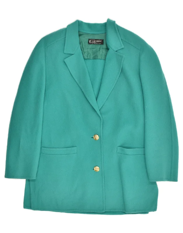 VINTAGE Womens 2 Button Blazer Jacket UK 18 XL Turquoise Wool