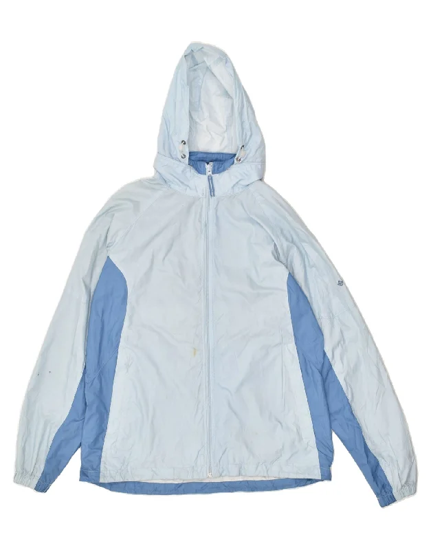 COLUMBIA Womens Hooded Rain Jacket UK 16 Large Blue Colourblock Polyester