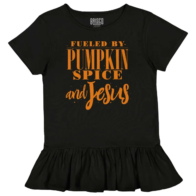 Fueled by PSLs and Jesus Toddler Ruffle Bottom T-shirt