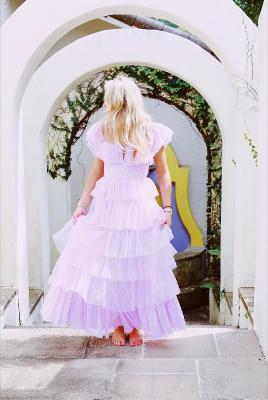 Pretty Lavish Tulle Maxi Dress - Lavender