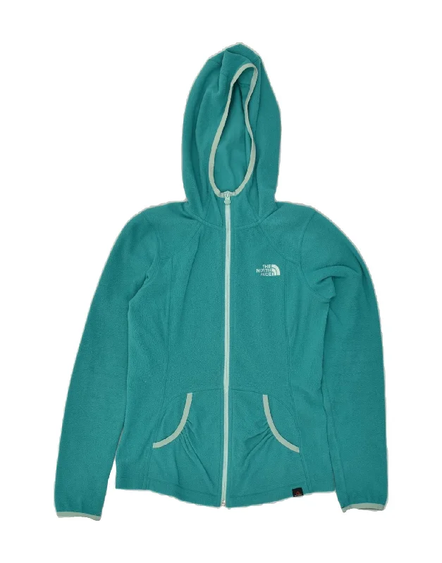 THE NORTH FACE Womens Hooded Fleece Jacket UK 6 XS Turquoise Polyester