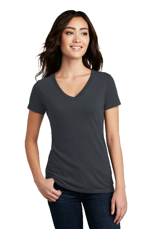 Ladies' V-Neck Tee - Charcoal