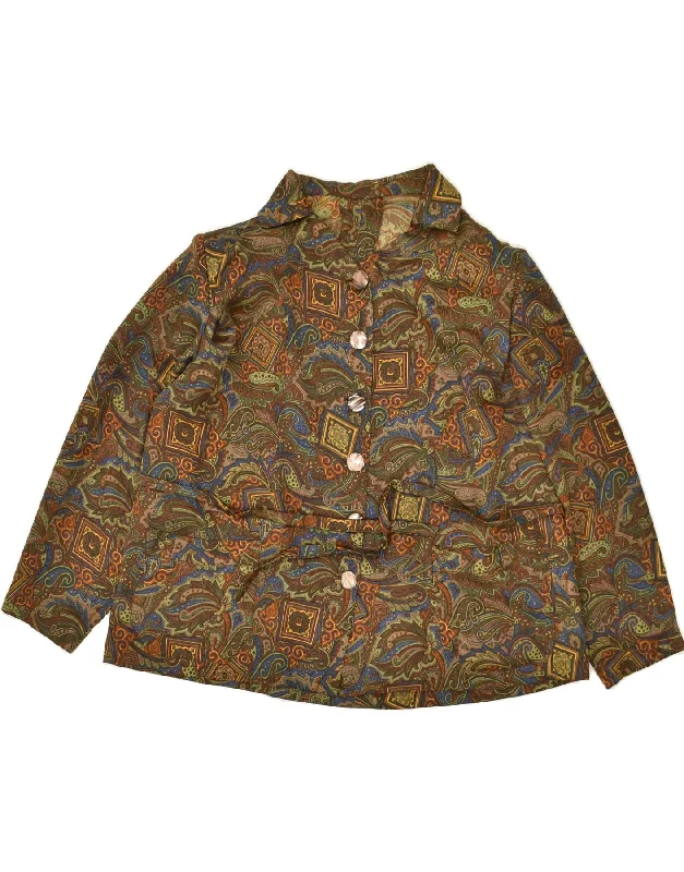 VINTAGE Womens 6 Button Blazer Jacket UK 18 XL Brown Paisley