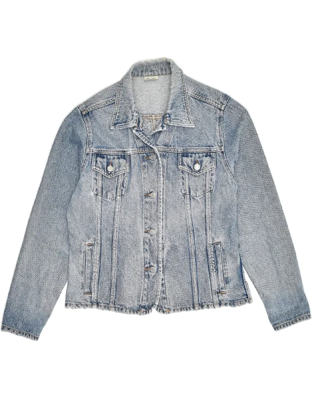 PIMKIE Womens Distressed Denim Jacket UK 14 Medium Blue