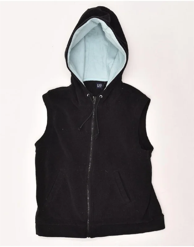 GAP Womens Hooded Fleece Gilet UK 14 Large Black Polyester