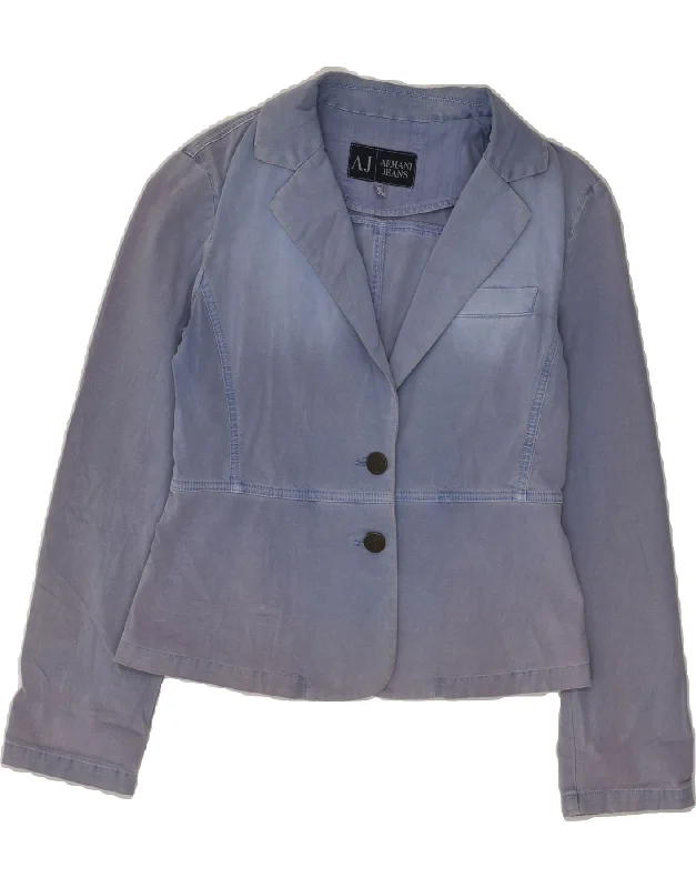 ARMANI JEANS Womens 2 Button Blazer Jacket UK 12 Medium Blue