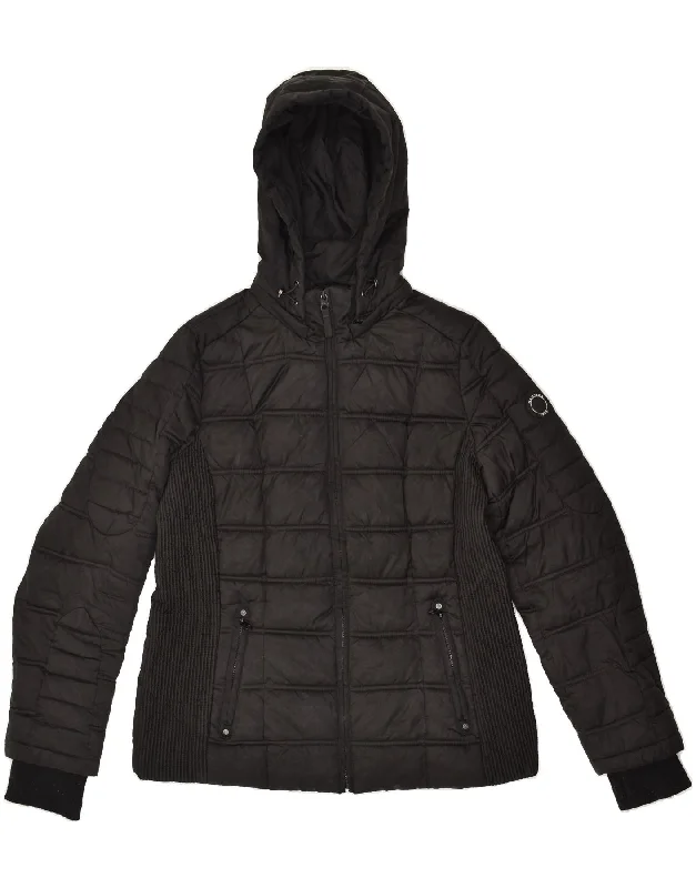 NAUTICA Womens Hooded Padded Jacket UK 16 Large Black Polyester