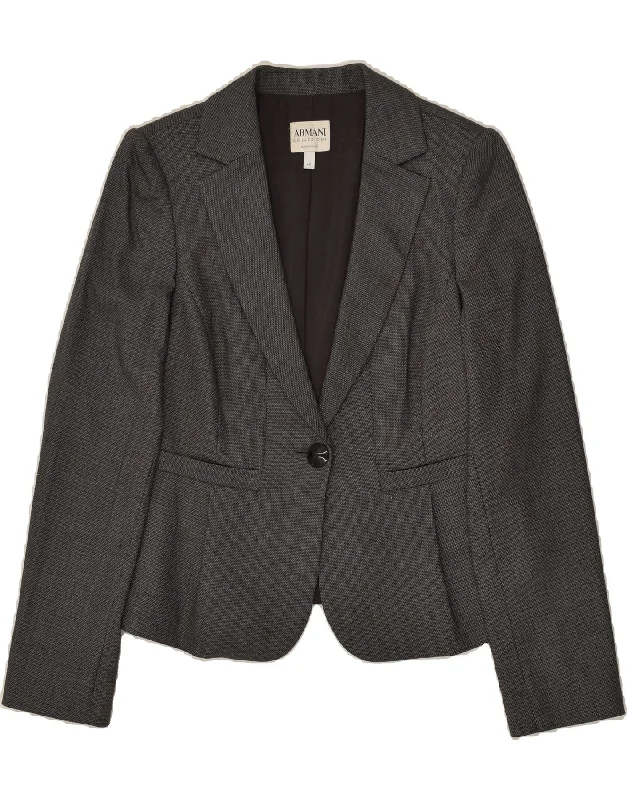 ARMANI COLLEZIONI Womens 1 Button Blazer Jacket IT 42 Medium Grey Wool