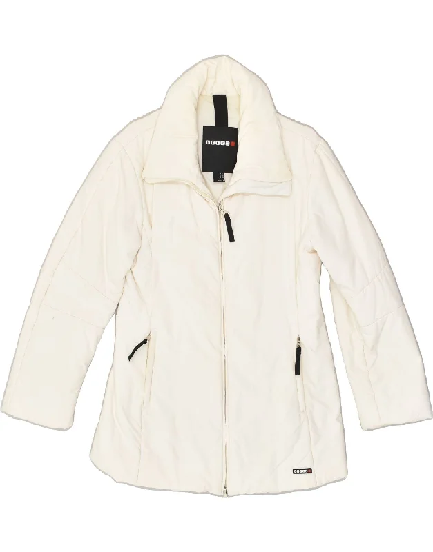 BELFE Womens Padded Jacket UK 10 Small  White Polyamide