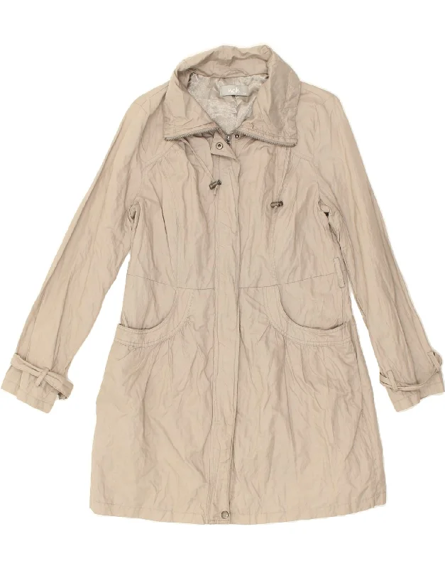 WALLIS Womens Overcoat UK 12 Medium Beige Cotton