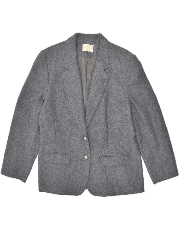 PENDLETON Womens 2 Button Blazer Jacket UK 18 Large Grey Virgin Wool