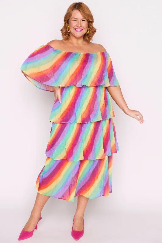 Faire Rainbow Shine Pleated Dress