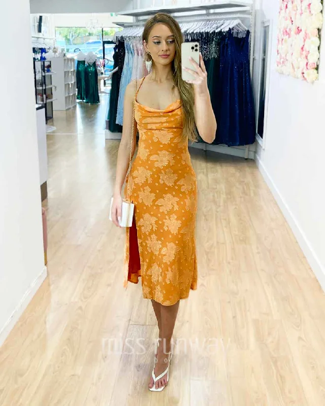 Mary Slip Midi Dress - Orange