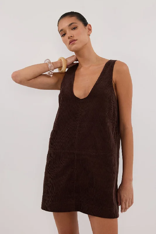 MILA CHOC COTTON CORD MINI DRESS