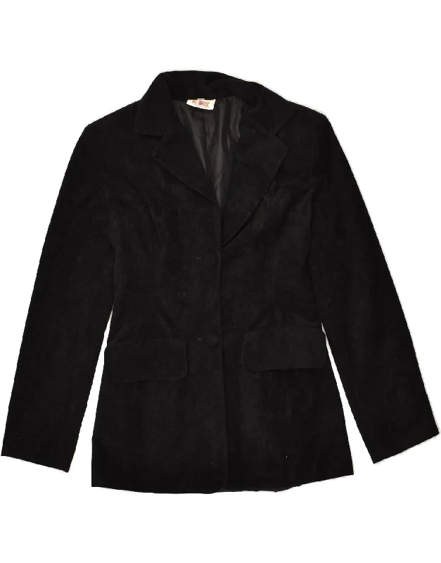 REDOK Womens Velvet 2 Button Blazer Jacket UK 10 Small Black Polyester