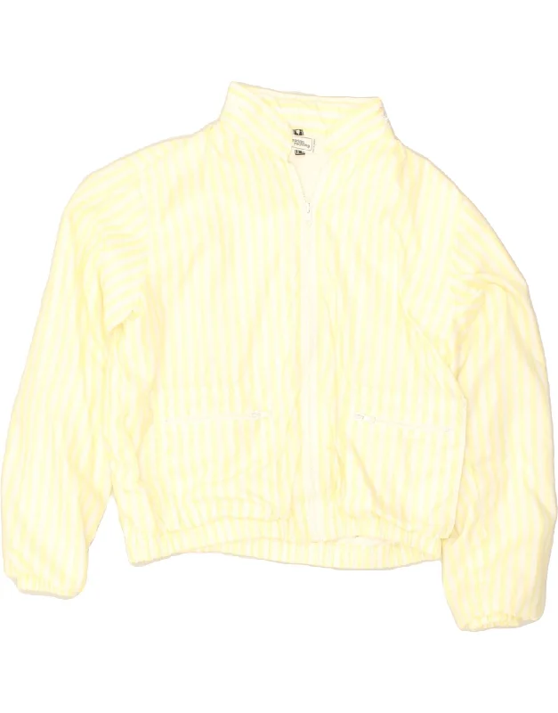 MARINA YACHTING Womens Hooded Bomber Jacket UK 16 Large Yellow Striped