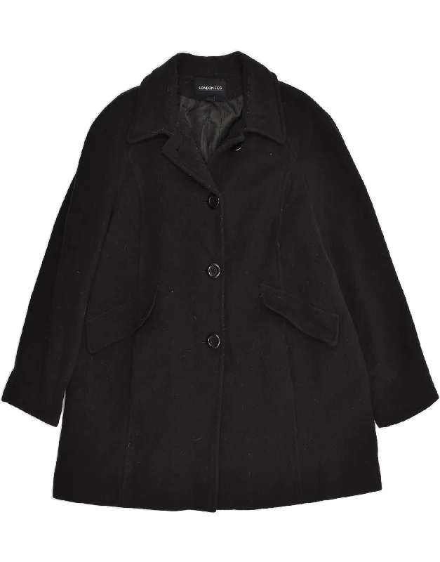 LONDON FOG Womens Overcoat UK 18 XL Black Wool