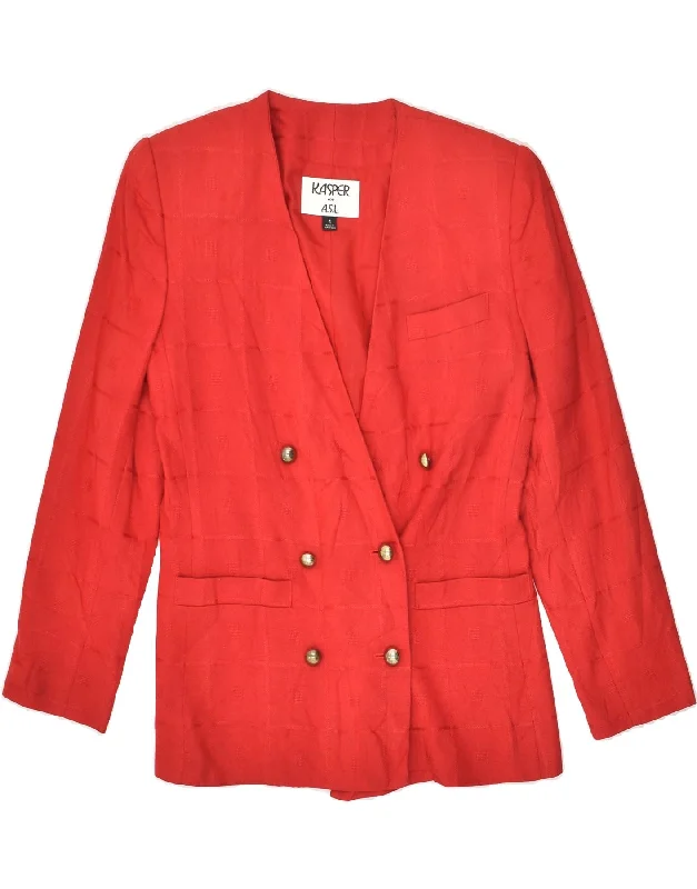 VINTAGE Womens Loose Fit Double Breasted Blazer Jacket US 4 Small Red