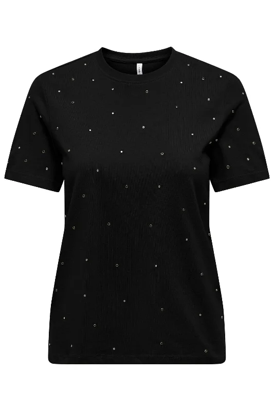 Only - Onlglobe Life S/S O-Neck Tee Box - 4760703 Black Gunm+Transp+Black Studs