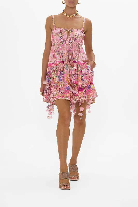 GATHERED BUST TIERED MINI DRESS TOTALLY OZMOPOLITAN