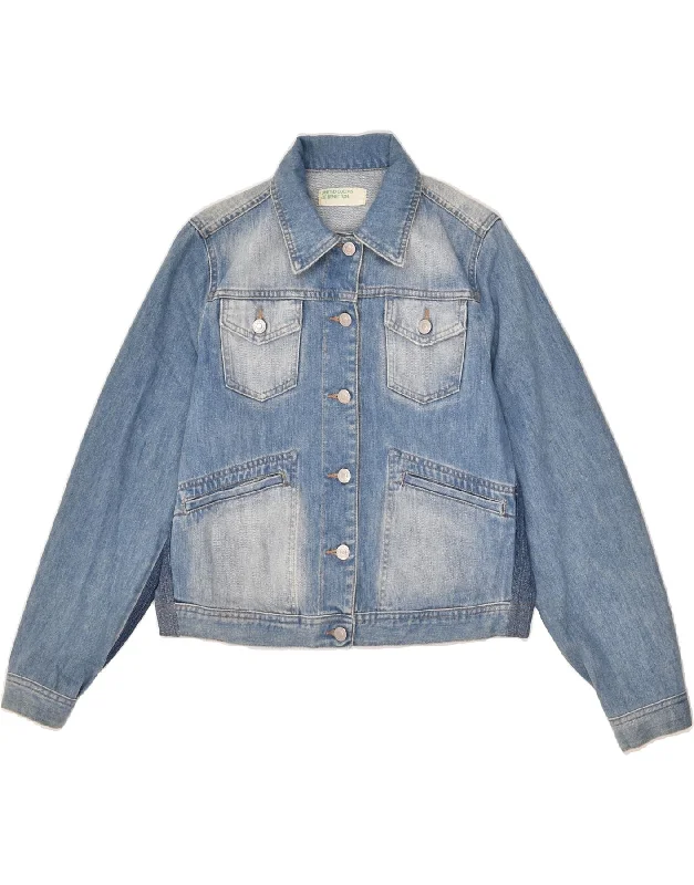 BENETTON Womens Denim Jacket UK 16 Large Blue