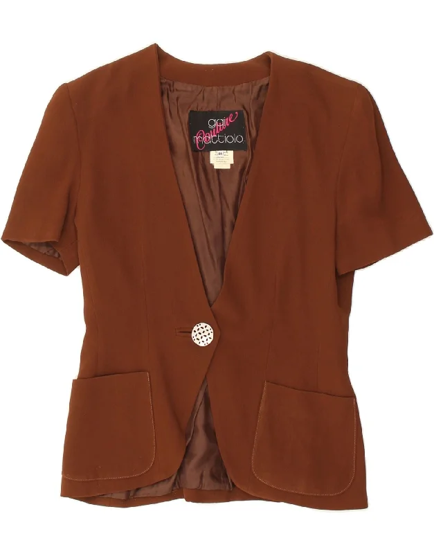 GAI MATTIOLO Womens Short Sleeve 1 Button Blazer Jacket IT 44 Medium Brown