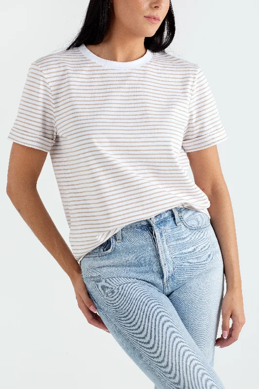 "The Anna" - Boyfriend T-shirt (Stripe Biscuit)