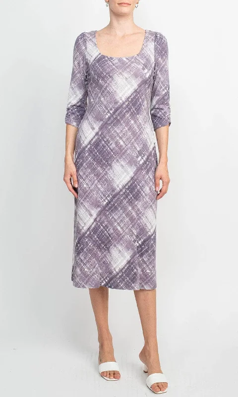 Connected Apparel TAZ82033 - Quarter Sleeve Multi Print Dress