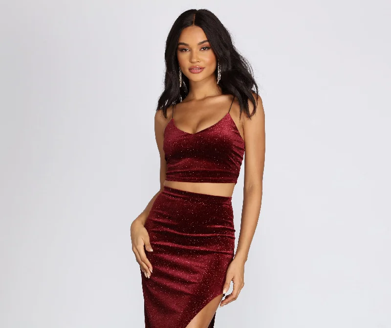 Irresistible Velvet Shimmer Crop Top